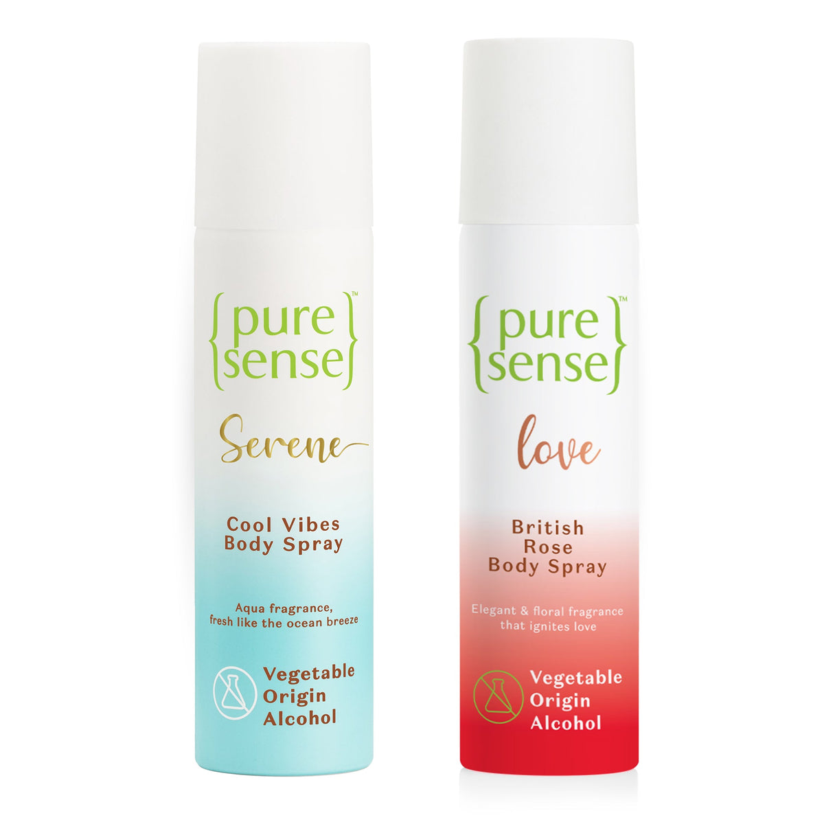 PureSense Serene Cool Vibes Body Spray & PureSense Love British Rose Body Spray combo 150ml + 150ml | 300ml