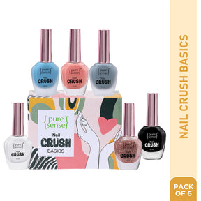 Nail Crush Basics | Nail Enamel | Nail Polish | Nail Paint pack of 6