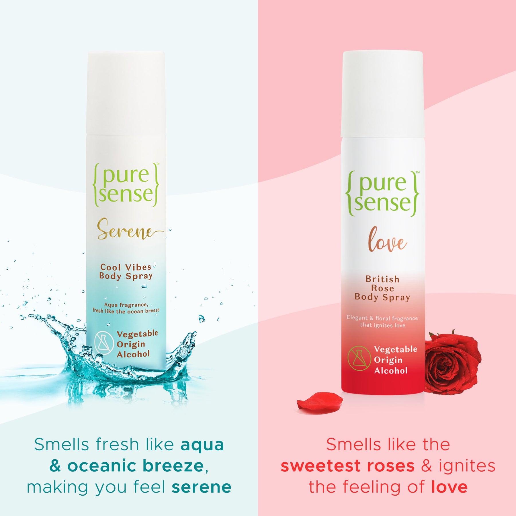 Serene Cool Vibes Body Spray &  Love British Rose Body Spray combo 150ml + 150ml | 300ml
