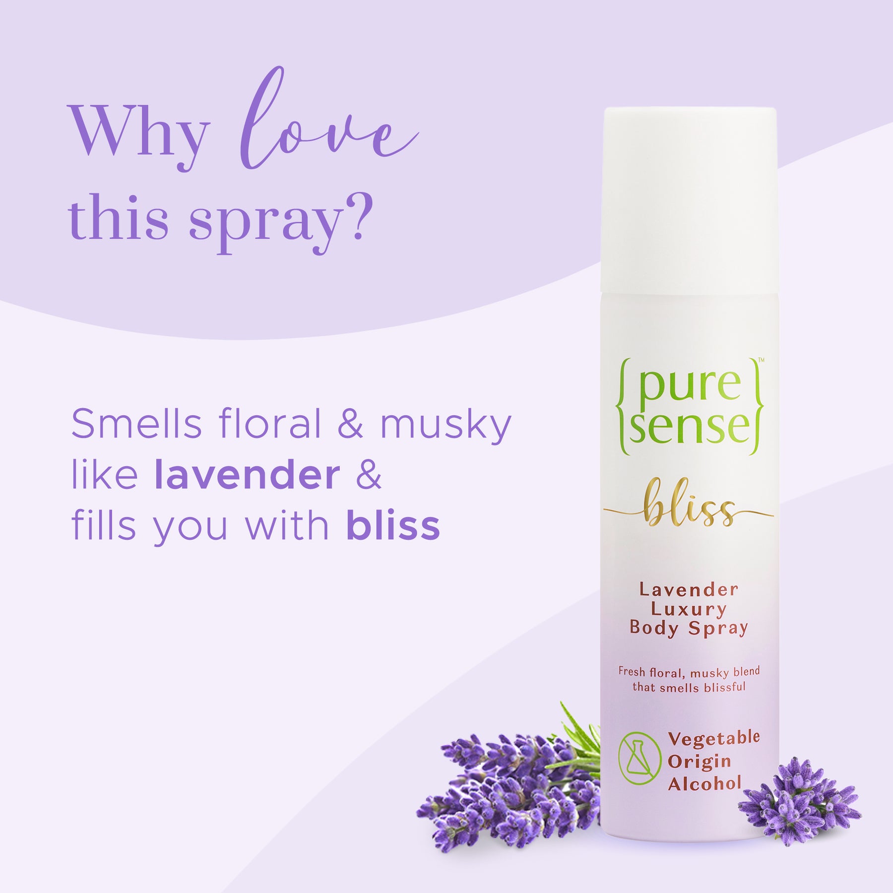 Bliss Lavender Luxury Body Spray | From the makers of Parachute Advansed | 150ml - PureSense