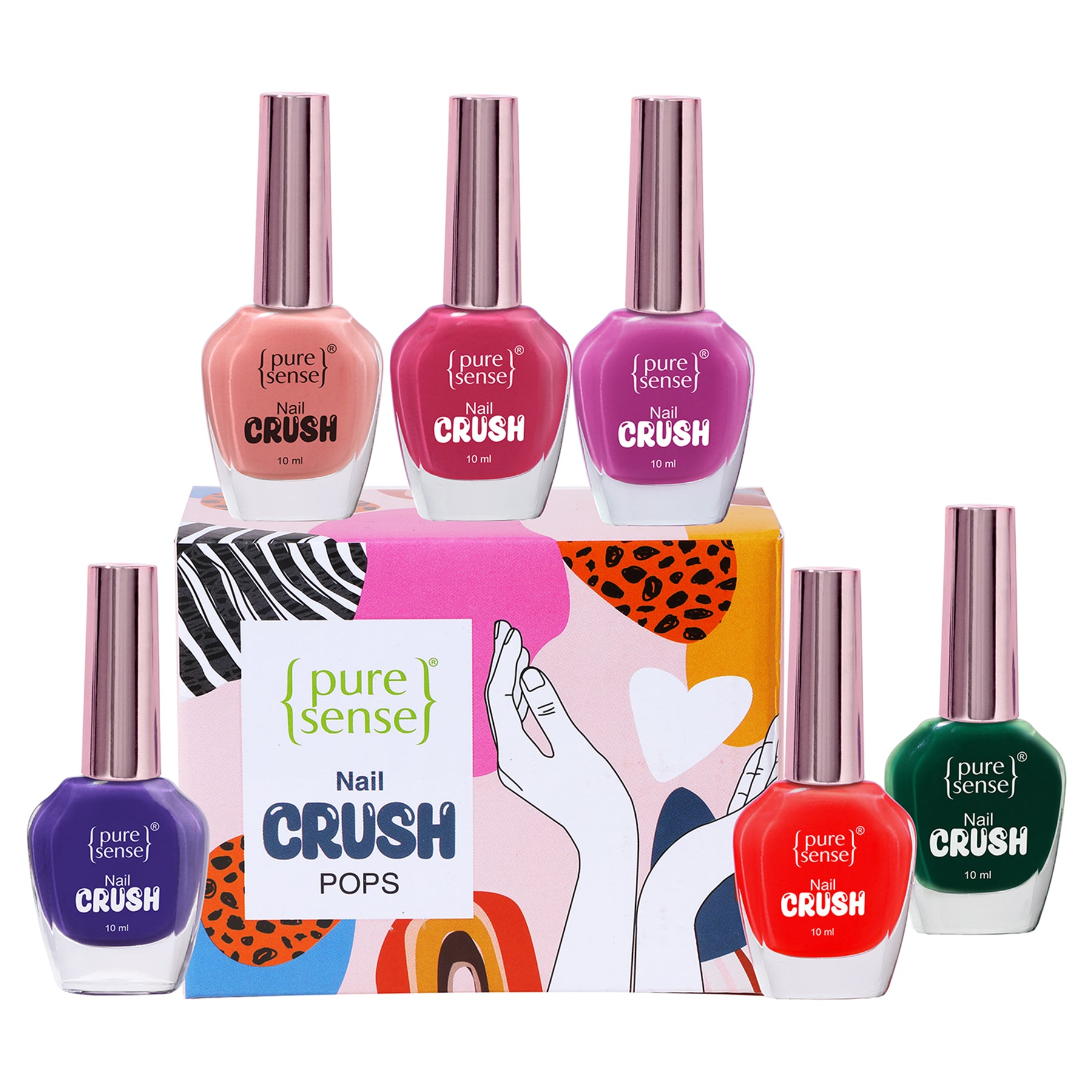 PureSense Nail Crush Pops | Nail Enamel | Nail Polish | Nail Paint pack of 6