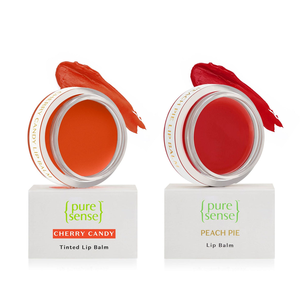 [CRED] Cherry Candy Tinted Lip Balm 5ml + Pure Sense Peach Pie Lip Balm 5ml | Pack of 2 | From the makers of Parachute Advansed | 10ml