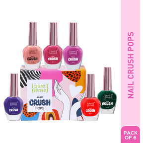 PureSense Nail Crush Pops | Nail Enamel | Nail Polish | Nail Paint pack of 6
