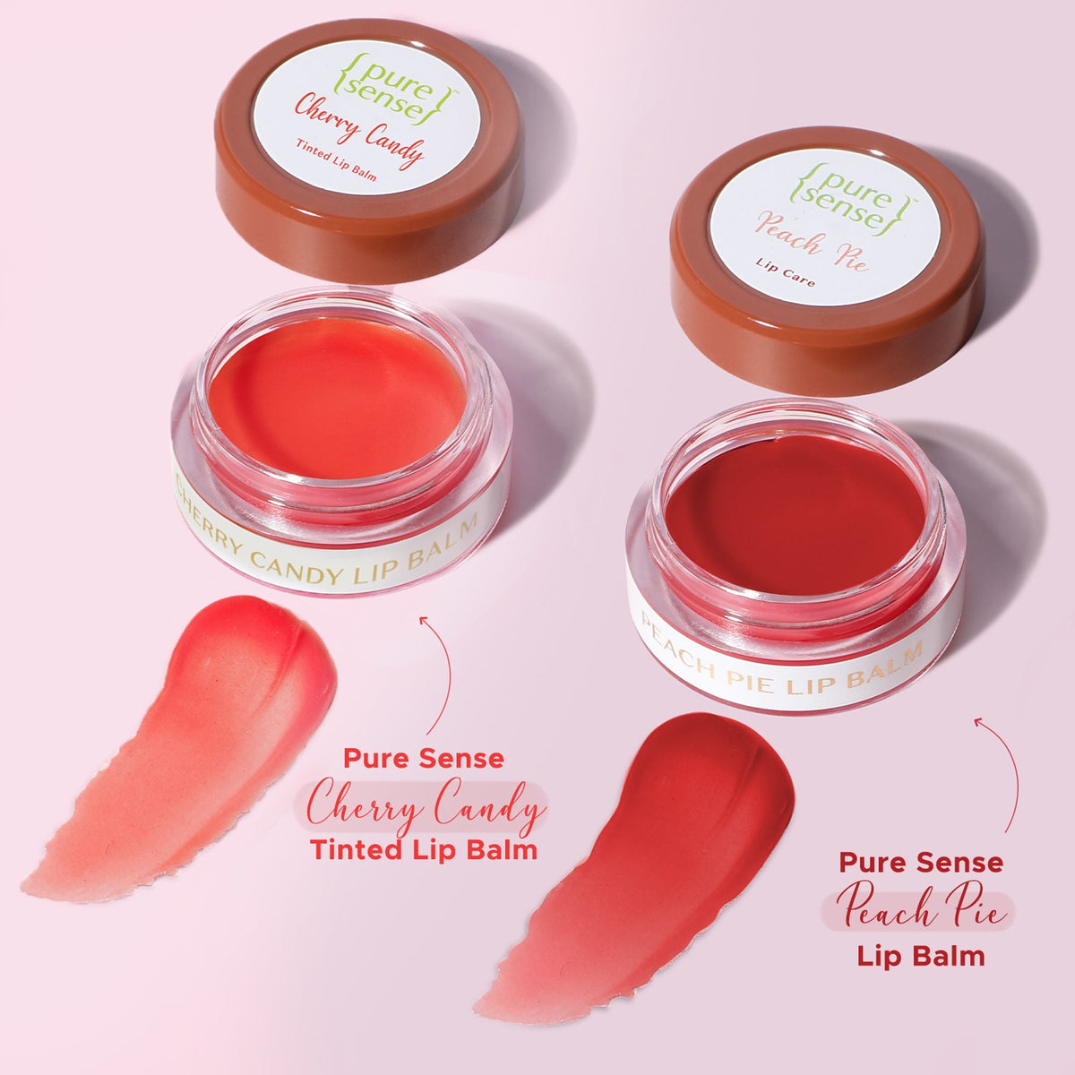 [CRED] Cherry Candy Tinted Lip Balm 5ml + Pure Sense Strawberry Slush Lip Balm 5m | Pack of 2 | From the makers of Parachute Advansed | 10ml