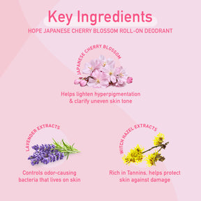 Hope Japanese Cherry Blossom + Joy Grapefruit Whitening Roll on Deo - Combo