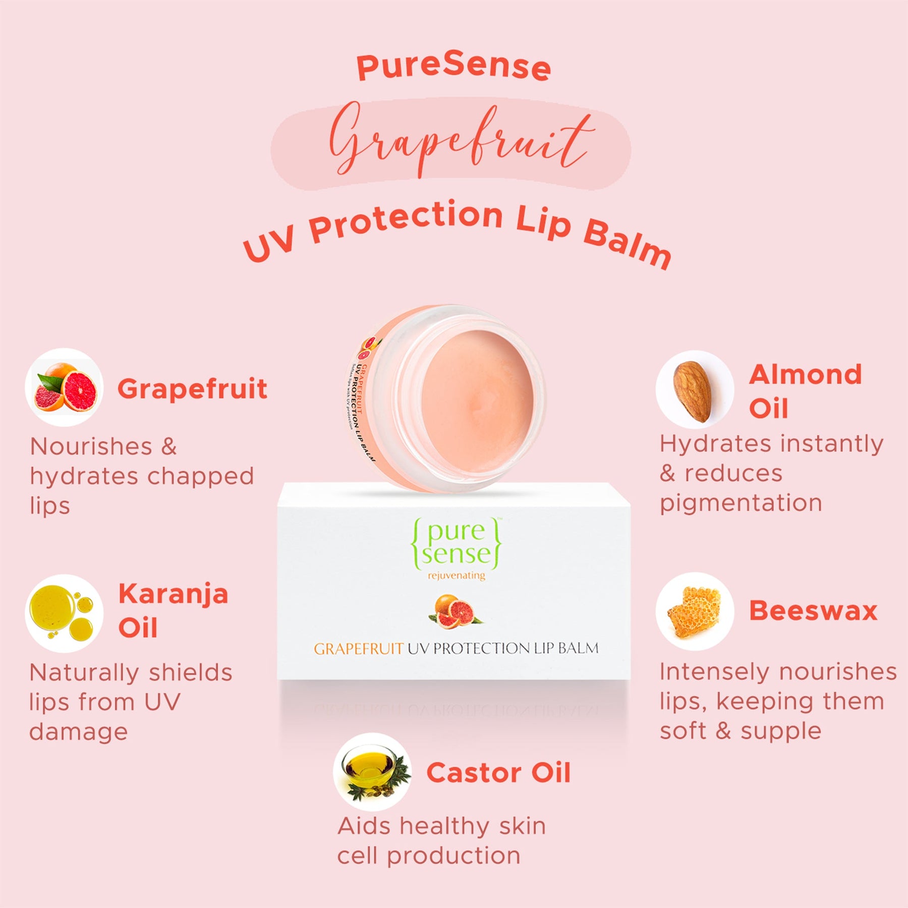 [CRED] Grapefruit UV Protection Lip Balm (Pack of 2) | From the makers of Parachute Advansed | 10ml