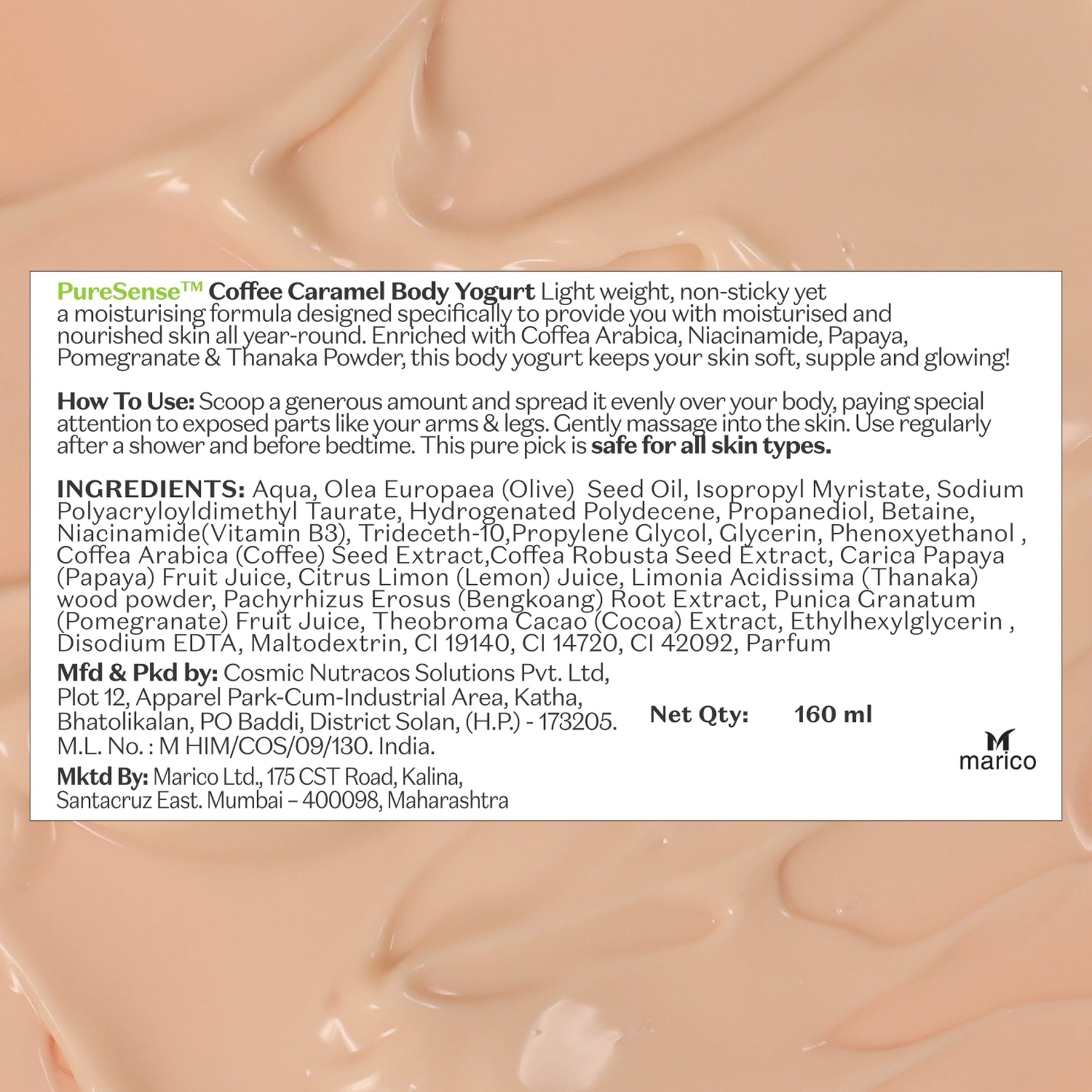 Coffee Caramel Body Yogurt | From the makers of Parachute Advansed | 160ml
