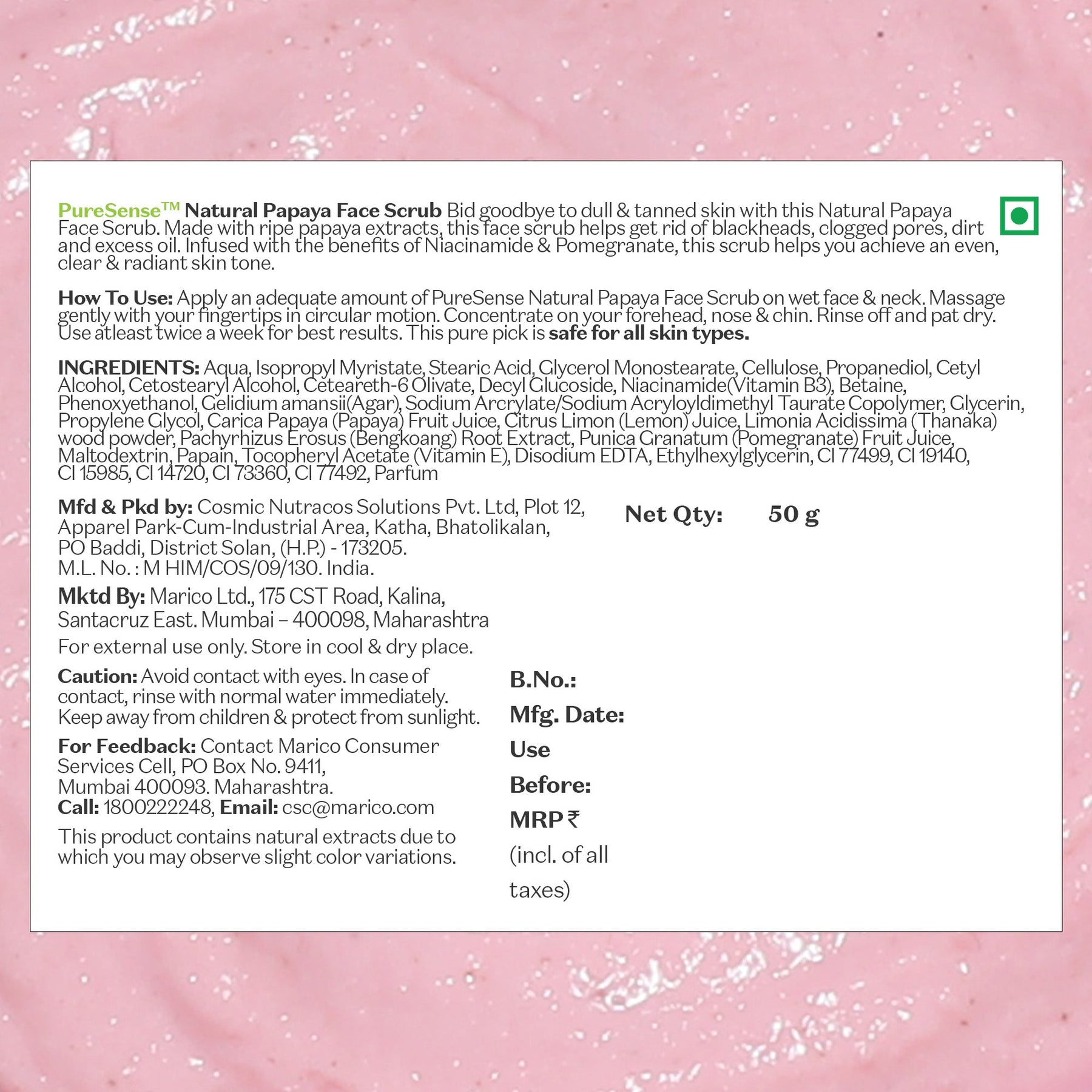 Pink Guava Face Scrub | From the makers of Parachute Advansed | Paraben & Sulphate Free | 50gm