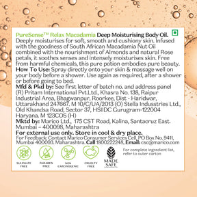 Relaxing Macadamia Deep Moisturising Body Oil | From the makers of Parachute Advansed | 100 ml