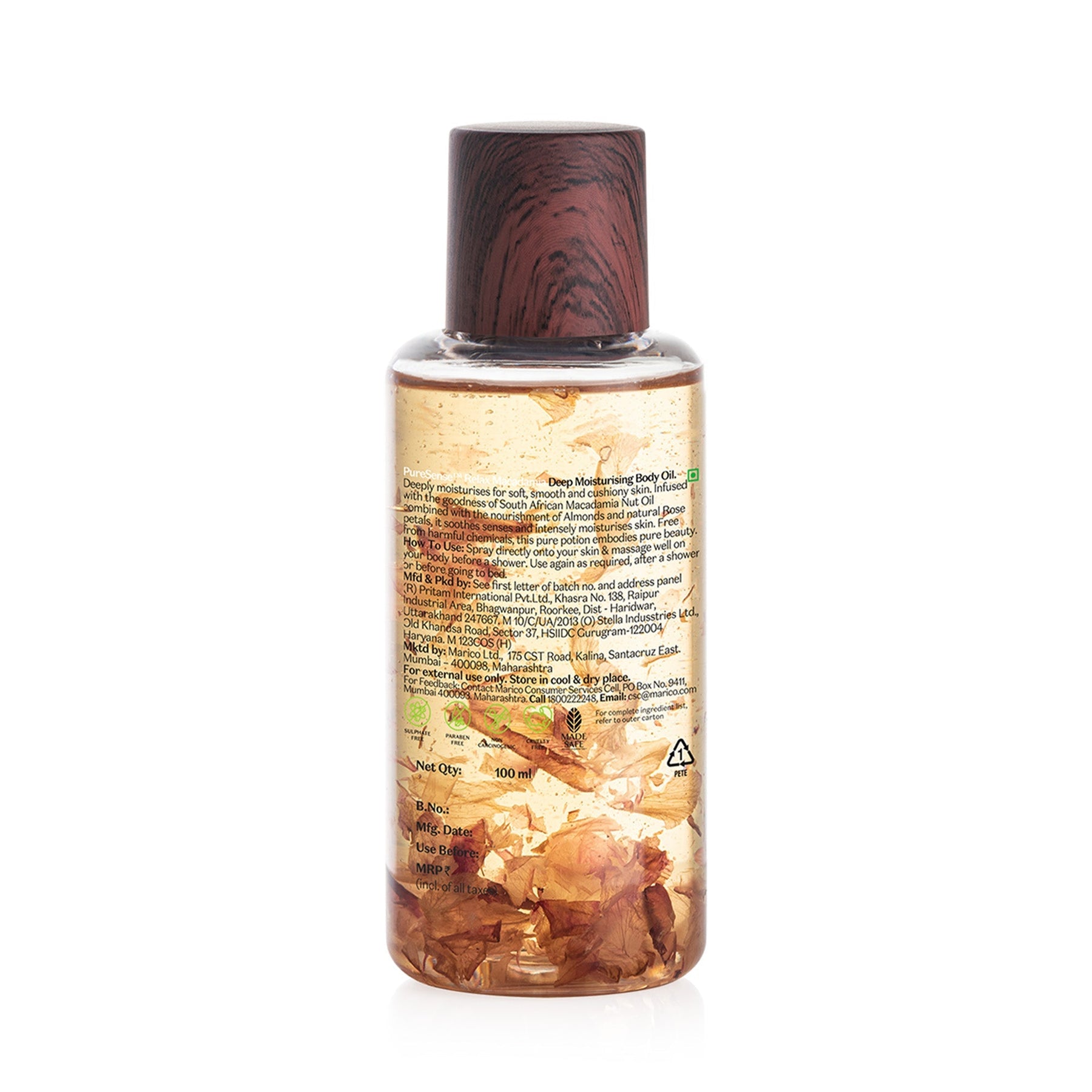 Relaxing Macadamia Deep Moisturising Body Oil | From the makers of Parachute Advansed | 100 ml