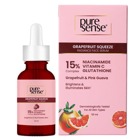 PureSense 15% Niacinamide, Vitamin C, Glutathione Radiant Face Serum with Grapefruit for Men and Women 10ml