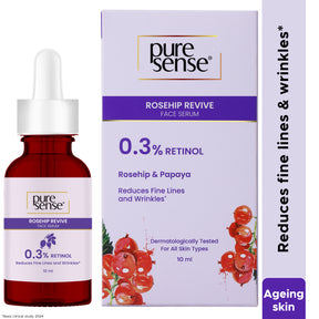 PureSense 0.3% Retinol Rosehip Face Serum for Anti Aging & Younger Looking Skin for Men and Women 10ml