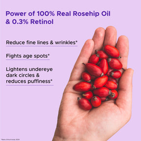 PureSense 0.3% Retinol Rosehip Face Serum for Anti Aging & Younger Looking Skin for Men and Women 10ml