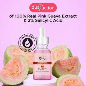 PureSense 2% Salicylic Acid Face Serum BHA Based Exfoliant Guava for Acne Prone Oily Skin for Men and Women 10ml