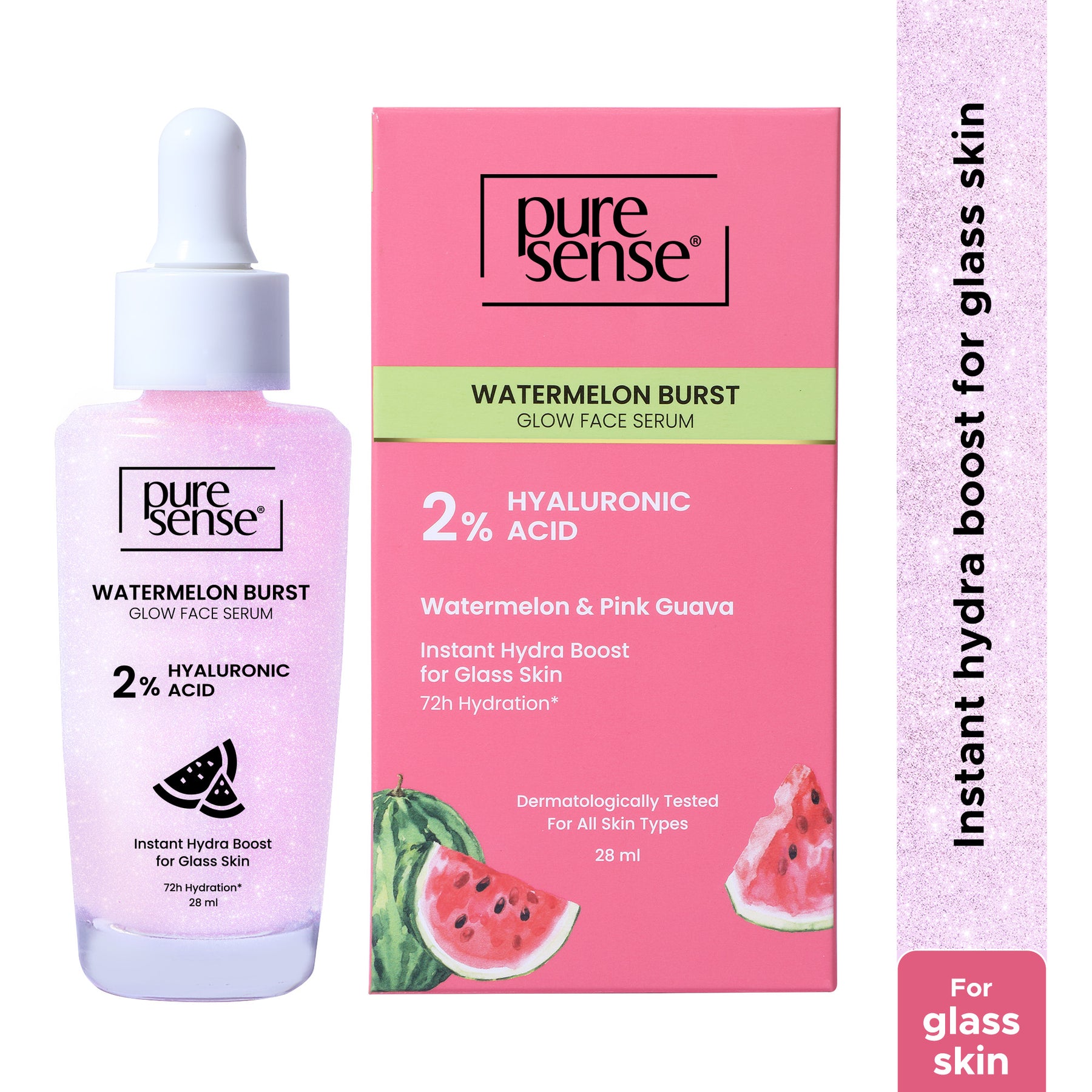 PureSense 2% Hyaluronic Acid Watermelon Burst Glow Face Serum for Intense Hydration for Women 28ml