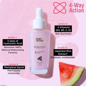 PureSense 2% Hyaluronic Acid Watermelon Burst Glow Face Serum for Intense Hydration for Women 28ml