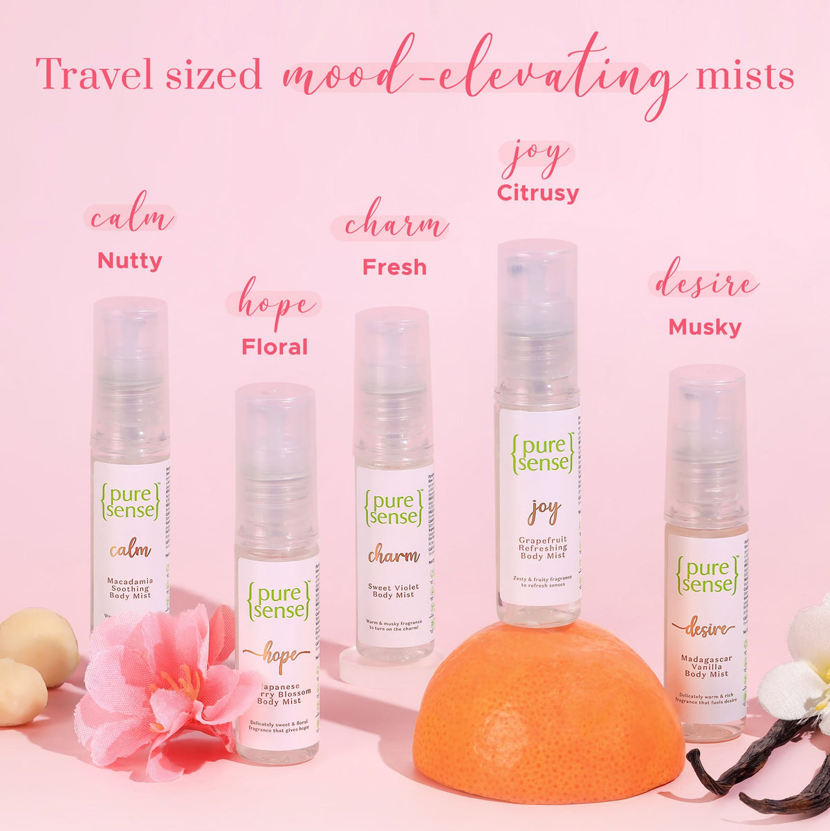 Mist Mini | Pack of 5 Body Mists | From the makers of Parachute Advansed | 50ml - PureSense