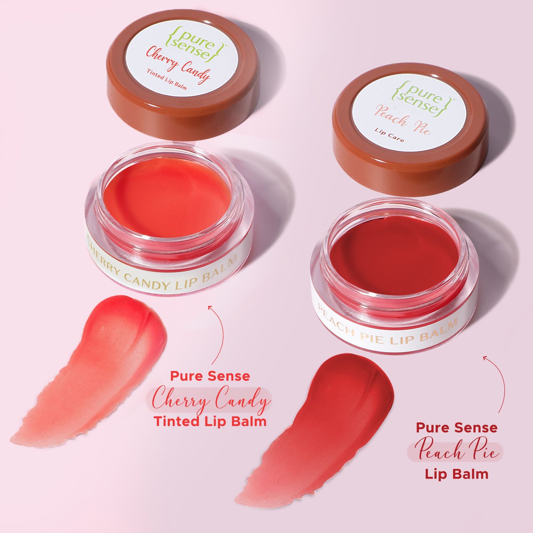 Cherry Candy Tinted Lip Balm 5ml + Pure Sense Strawberry Slush Lip Balm 5m | Pack of 2 | From the makers of Parachute Advansed | 10ml - PureSense
