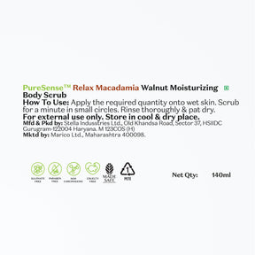 Macadamia Moisturising Almond & Walnut Body Scrub | From the makers of Parachute Advansed | 140ml - PureSense
