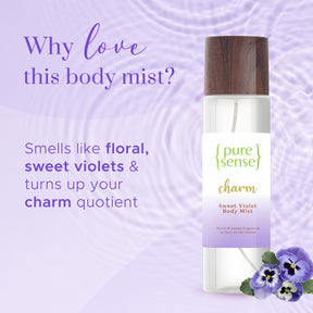 Charm Sweet Violet Body Mist (Pack of 3) | From the makers of Parachute Advansed | 450ml - PureSense