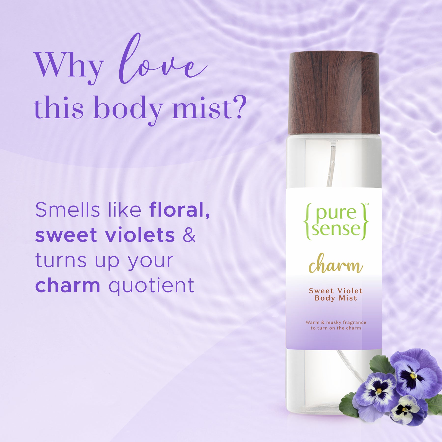 Charm Sweet Violet Body Mist (Pack of 2) | From the makers of Parachute Advansed | 300ml - PureSense