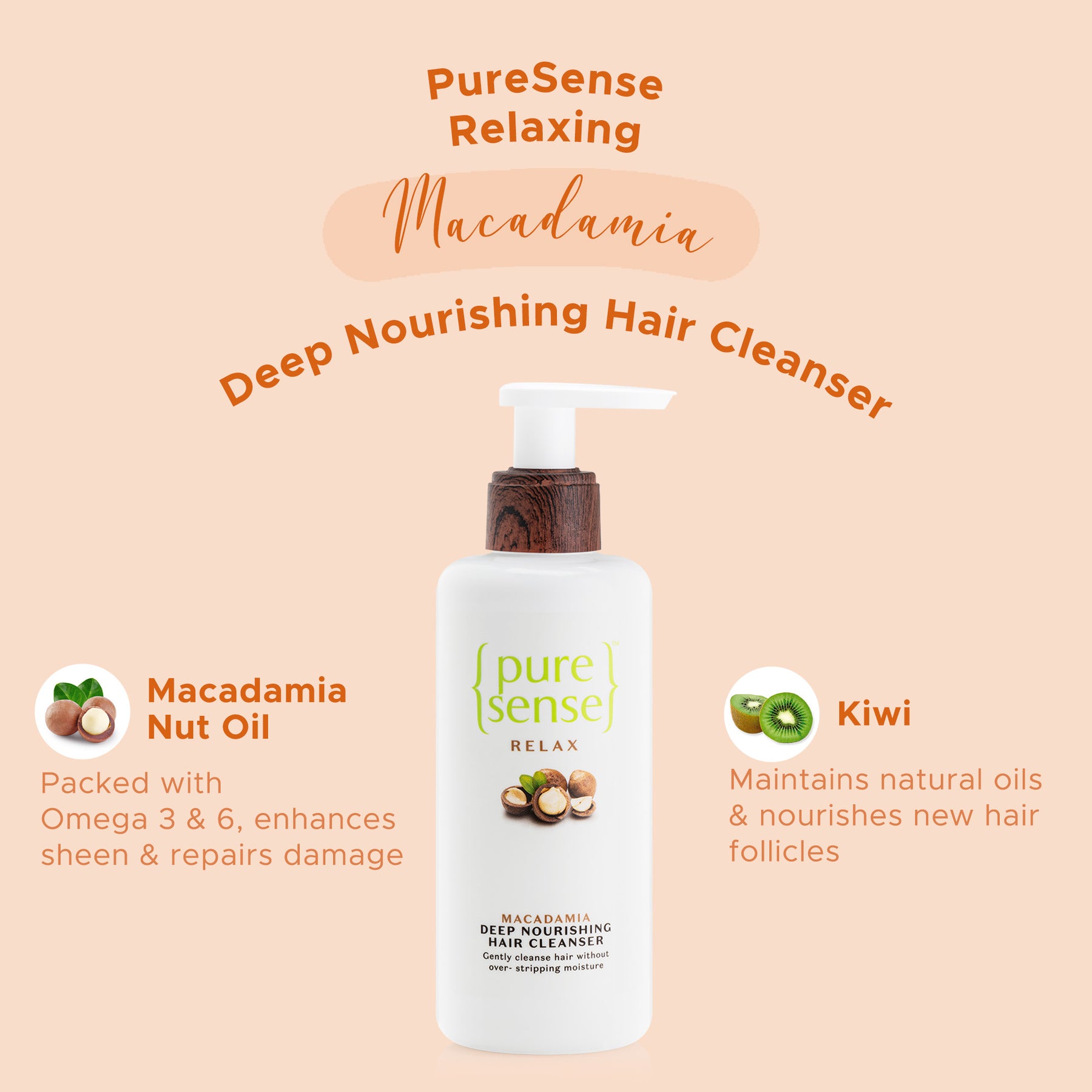 Relaxing Macadamia Deep Nourishing Hair Cleanser (Shampoo) | Paraben & Sulphate Free |  From the makers of Parachute Advansed | 200 ml