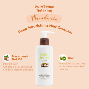 Relaxing Macadamia Deep Nourishing Hair Cleanser (Shampoo) | Paraben & Sulphate Free |  From the makers of Parachute Advansed | 200 ml - PureSense