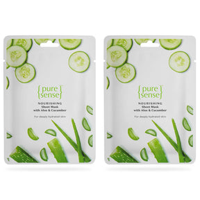 Nourishing Sheet Mask with Aloe Vera & Cucumber ( Pack of 2) | From the makers of Parachute Advansed | 30ml - PureSense