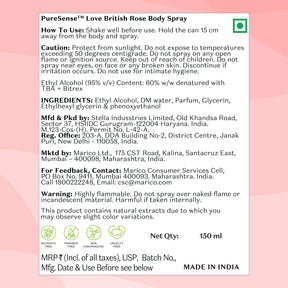British Rose Body Spray & Japanese Cherry Blossom Body Spray |  From the makers of Parachute Advansed | 300ml - PureSense