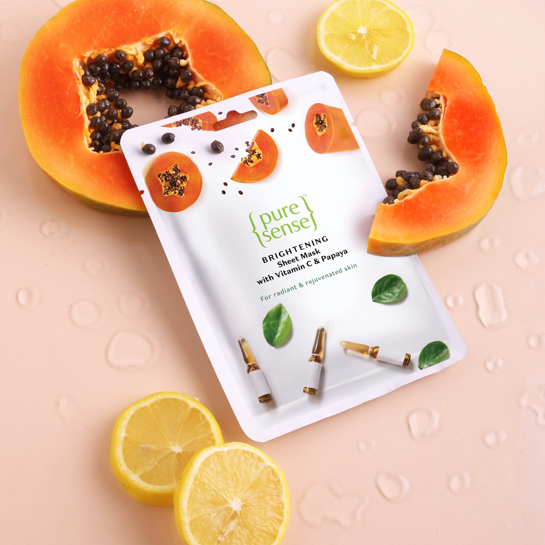 Brightening Sheet Mask with Vitamin C & Papaya | From the makers of Parachute Advansed | 15ml - PureSense